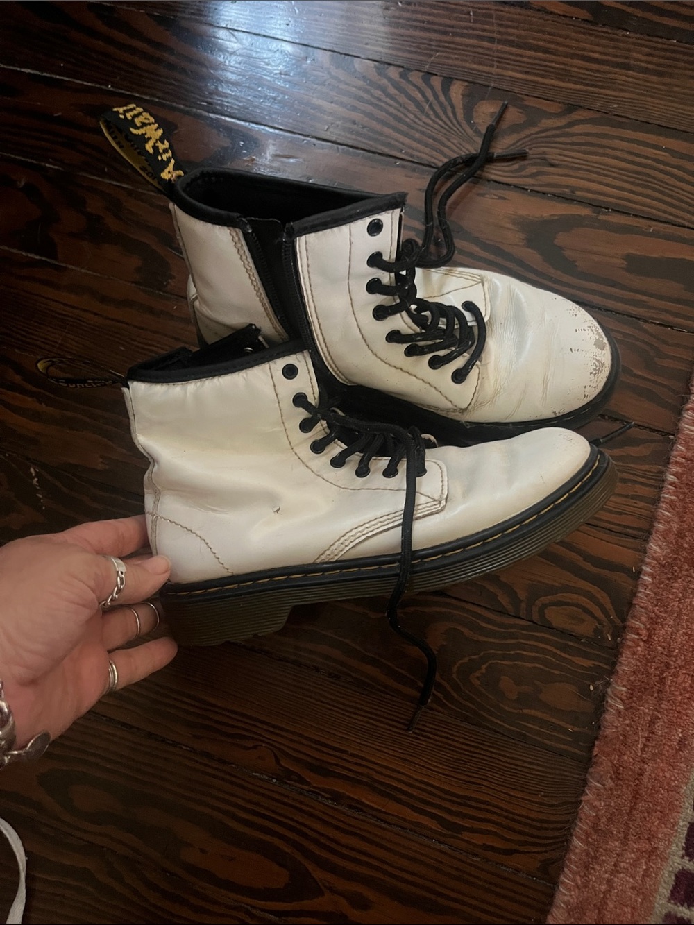 Dr. Martens Translucent Gum Sole Boots in white